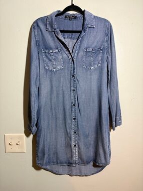 Velvet heart long sleeve denim button down dress XS